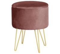 AKORD | Petit Tabouret Tissu | Mini de Pied | Rangement pour Petit Objets | Fouf Coffre | Velours rembourré | Marche Pied | Pieds en métal | Repose Pied Canape | Pouf de Rangement avec Couvercle