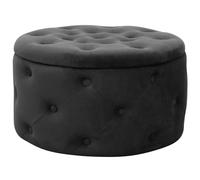 AKORD | Pouf en Velours ALIA | Tabouret de Pied | Rangement pour Petits Objets | Moderne | Velours Rembourré | Pouf déco piqué | pour Le Salon & la Chambre | Noir