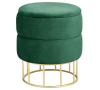 AKORD | Pouf en Velours Elza | Tabouret de Pied | Rangement pour Petits Objets | Moderne | Velours Rembourré | Pouf Déco | Fond Métallique | pour Le Salon & la Chambre | Bouteille Verte