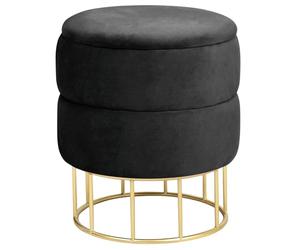 AKORD | Pouf en Velours Elza | Tabouret de Pied | Rangement pour Petits Objets | Moderne | Velours Rembourré | Pouf Déco | Fond Métallique | pour Le Salon & la Chambre | Noir
