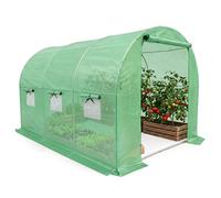 AKORD Serre Adossée de Jardin avec Structure Métallique et Bâche PE, 1 Porte et 1 Fenêtre, 100x200x210 cm, Vert