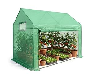 AKORD Serre de Jardin en Forme de Maison avec Structure Métallique et Film PE Renforcé, 1 Porte et 2 Fenêtres, 200x140x200 cm, Vert