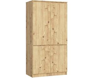 AKORD Set armoire S90 90 cm | Armoire avec 4 portes | Extension de garde-robe | Extension pour armoire | L 90 x H 180 x P 51 cm | Poids 66,6 kg | Chêne artisanal