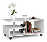 AKORD Table Basse avec roulettes | Bibliothèque Tables Basses pour Salon Chambre | L90 x H40 x P51 cm | Meuble Salon Design Moderne Fonctionnel | Panneau Stratifié 16mm