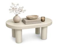 AKORD Table Basse Mate Ovale 85 cm, Crème, avec Quatre Pieds Cylindriques | Table à Café Moderne en MDF avec Plateau Spacieux, Construction Stable et Capacité de Charge jusqu'à 50 kg