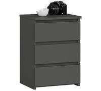 AKORD | Table de Chevet Commode CL-3 avec 3 tiroirs | pour Le Salon Chambre Armoire Bureau Bureau | Design Moderne et Fonctionnel | L40 x H57 x P35 cm, Poids 26 kg | Gris Graphite