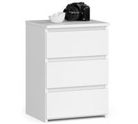 AKORD | Table de Chevet Commode CL-3 avec 3 tiroirs | pour Le Salon Chambre Armoire Bureau Bureau | Design Moderne et Fonctionnel | L40 x H57 x P35 cm, Poids 26 kg | Blanc