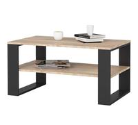 AKORD Table de Salon avec 1 étagère NOX | 92 x 45 x 53 cm | Table Basse Design Moderne | Tables Basses de Salon | Tableau Meuble de Rangement | Panneau Stratifié 16mm | Noir & Chêne Sonoma