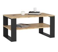 AKORD Table de Salon avec 1 étagère NOX | 92 x 45 x 53 cm | Table Basse Design Moderne | Tables Basses de Salon | Tableau Meuble de Rangement | Panneau Stratifié 16mm | Noir & Chêne Artisanal