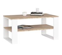 AKORD Table de Salon avec 1 étagère NOX | 92 x 45 x 53 cm | Table Basse Design Moderne | Tables Basses de Salon | Tableau Meuble de Rangement | Panneau Stratifié 16mm | Blanc & Chêne Sonoma