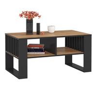 AKORD Table de Salon avec 2 étagères Rockford | 92 x 45 x 53 cm | Table Basse Design Moderne | Tables Basses de Salon | Tableau Meuble de Rangement | Panneau Stratifié 16mm | Noir & Chêne Artisan
