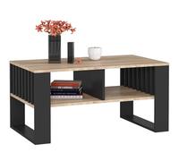 AKORD Table de Salon avec 2 étagères Rockford | 92 x 45 x 53 cm | Table Basse Design Moderne | Tables Basses de Salon | Tableau Meuble de Rangement | Panneau Stratifié 16mm | Noir & Chêne Sonoma
