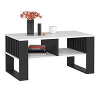 AKORD Table de Salon avec 2 étagères Rockford | 92 x 45 x 53 cm | Table Basse Design Moderne | Tables Basses de Salon | Tableau Meuble de Rangement | Panneau Stratifié 16mm | Noir & Blanc