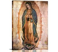 AKOTAC Mexico Portrait de Notre-Dame de Guadalupe sur toile - Décoration murale religieuse catholique pour autel, salon, chambre à coucher, Lamina enmarcada de Nuestra Señora de Guadalupe
