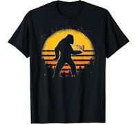 AKOXBFH Limited Retro Sasquatch Cryptozoology Funny Pizza Lover Bigfoot T Shirt BlackXXL