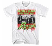 AKOXBFH Poison Flesh & Blood World Tour 1991 Men's T Shirt Metal Live Concert WhiteXL