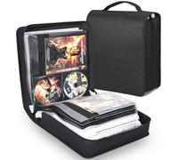 AKOZLIN Boîte de rangement pour DVD CD avec feuilles de titre extra larges, porte-reliure portable, portefeuille, album, étui DVD, boîte de rangement pour films de protection, 200 unités de disques