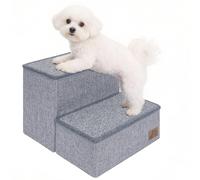 AKOZLIN Escalier pour chien, pliable, en 2 étapes, pour canapé, lit haut, grimpe, extra large, avec housse antidérapante, peut supporter jusqu'à 132 kg, gris