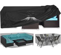 AKOZLIN Grande housse pour meubles de jardin, housse de table rectangulaire très résistante en tissu Oxford 420D, imperméable, coupe-vent, anti-UV avec sac de rangement et aérations, noir (325 x 208 x