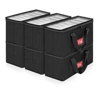 AKOZLIN Lot de 6 boîtes de rangement CD avec couvercle en PVC transparent et tissu Oxford - Peut contenir des boîtiers CD standard de 14,3 x 12,5 cm et 30 à 31 CD chacun - Noir