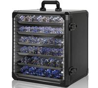 AKOZLIN Mallette de rangement miniature avec serrure, 5 compartiments magnétiques en métal et cadre en aluminium (L-16,1 x 12,6 x 18,1 pouces)