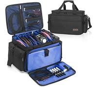 AKOZLIN Sac de transport pour câble DJ avec séparateurs amovibles et poches pour câbles en bas pour musiciens, sac de voyage pour ordinateur portable de 15 pouces, équipement DJ professionnel, Noir