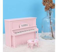Akozon 1:12 Mini Mini Jouet Modèle de Piano Vertical avec Tabouret pour Maison de Poupée - Décoration Blanche et élégante pour Les Enfants du Temps de Jeu pour Enfants (Rose)