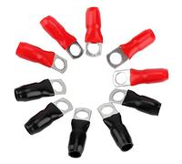 Akozon 10 Pcs Connecteur de Fil à Bornes en Cuivre de Véhicule Noir Rouge # 4 pour le Système électrique de Voiture