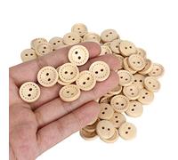 Akozon 100 PCS Circular Boutons en Bois 2 Trous Accessoires de Couture Bricolage (Marquage 1.5CM)