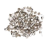 Akozon 100pcs Argent en Fer Blanc étalons Rivets de Pointes à Champignons Plats pour Sacs à Main et Accessoires en Cuir Bricolage