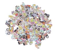 Akozon 100pcs Boutons d'artisanat Assortis en Bois Conceptions de Véhicules de Dessins Animés pour la Couture, le Bricolage et la Décoration (10 styles de véhicules 100 pièces)