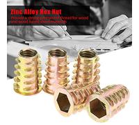 Akozon 10pcs Alliage de Zinc, Quincaillerie M10 Meuble Hex-the-têtes Écrou 10 Pcs 25 Mm Fiffé pour les Vis d'interface d'insertion en Bois pour écrous pour