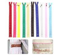 Akozon 10pcs en Dentelle à Fermeture éclair Mixte Bud Silk Forme N ° 3 Hlipper à Couture en Nylon 25 Cm pour l'artisanat et les Accessoires de Vêtements de Bricolage