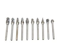 Akozon 10pcs Tungsten Steel Bits Bits Flûte de Broyage de Flûte Unique Coupes pour Bois, Métal et Sculpture