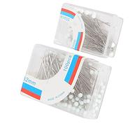 Akozon 2 Boîtes d'épingles à Tête Sphérique-100 Pièces et 50 Pièces d'épingles Droites pour Le Bricolage, la Couture de Tissus et la Décoration (White)