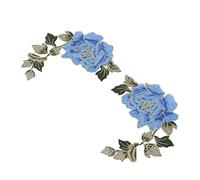 Akozon 2 Pack Flower à Broder Fer sur des Taches Beaux Appliques Florales pour les Vêtements de Bricolage, les Vestes, les Sacs et Plus (BLUE)