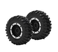Akozon 2 Pièces 1.9 Pouces Jantes en Métal Moyeux et Pneus en Caoutchouc 96mm Ensemble CC01 D90 RC Voiture (Black)