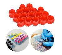 Akozon 200pcs Tasses d'encre de Tatouage en Nid d'abeille - Supports Pient Empilables pour Maquillage Permanent - Rénits 'encre en Plastique à économie 'espace en Rose (rouge)