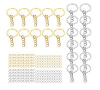 Akozon 220pcs Split Keynchain Anneaux Decoration Bricolage avec des Lettres, des Chiffres et des épingles pour les Yeux Suspendues