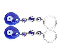 Akozon 2pcs Blue Turc Evil Eye Keychain Lucky Eye Amulet Perles de Pendentif Bijoux de Trousse