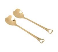 Akozon 2pcs Dessert en Forme de Coeur et des Cuillères à café Durables Moins d'acier, Poignée Ergonomique, Parfaite pour la Crème Glacée, le Gâteau et les Occasions Spéciales (GOLD)