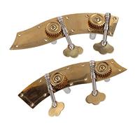 Akozon 2pcs Gold Bass Tuning Chevilles Doubles Têtes en Métal avec des Pièces de Remplacement de Bouton de Vitesse Ouverte pour les Guitares de Basse