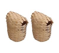 Akozon 2pcs Houses de Nid d'oiseau en Bambou Fait à la Main avec Crochet pour Jardin Extérieur Idéal pour Les Petits Oiseaux