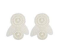 Akozon 2pcs Perle Shoe Fleur Accessoire de Mode étincelant pour les Bottes, les Sandales et Plus (Fleurs de balle perle beige)