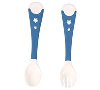 Akozon 2PCS Portable pour Nourrissons Fourche et Cuillère Définir la Vaisselle Non Glissante (BLUE)