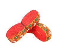 Akozon 2PCS Ruban en Dentelle brodé élégant Longueur de 7m, Largeur de 2,5 Cm pour la Décoration de Mariage, Fabrication de Robes, Projets d'artisanat et Emballage (rouge)