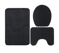 Akozon 3 PCS Tapis de Salle de Bain en Pierre Gaufrée, Non Glissant, | Fibre de polyester douce, housse d\'abattant de toilette, tapis de sol côté baignoire, séchage rapide, décoration de salle