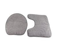 Akozon 3 PCS Tapis de Salle de Bain en Pierre Gaufrée, Non Glissant, (Grey) | Fibre de polyester douce, housse d\'abattant de toilette, tapis de sol côté baignoire, séchage rapide, décoration de salle