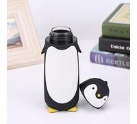 Akozon 300 ML Mignon, Portable Pingouin Verre Bouteille D'eau Bande Dessinée Penguin Double Couche Tasse Voyage Noir d'eau en Plein Air Conteneur Potable pour Enfants(Noir)