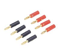 Akozon 40 Pièces Fiches de Haut-Parleur Banane Connecteurs de Câble de Fil 4mm de Diamètre en Laiton plaqué Or Rouge Noir